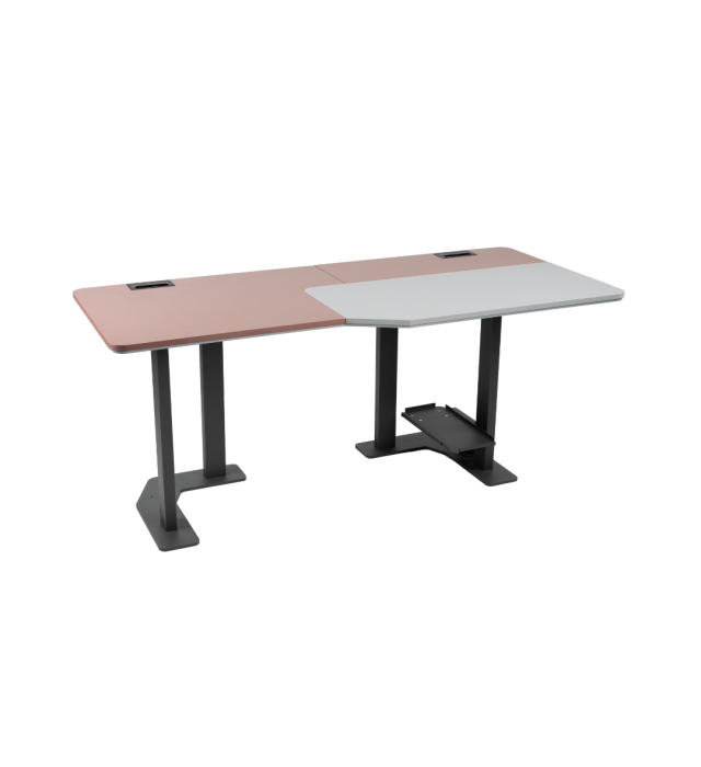 Ergonomic doctor's desk with a spacious work surface, sturdy metal legs, and integrated cable management for medical workspaces.