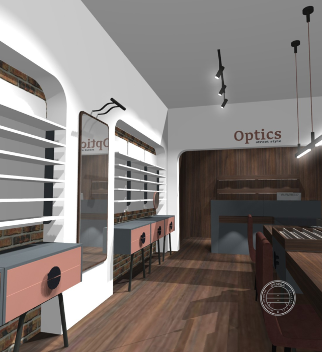 Boutique 1-2 Modern optical store interior with eyewear display furniture
