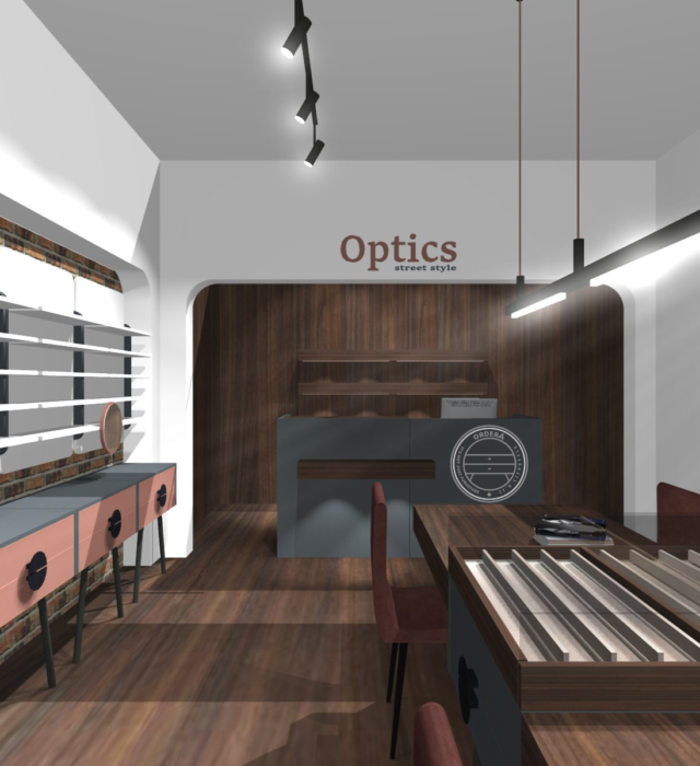Boutique 1-5 Boutique eyewear salon design with modular display shelves