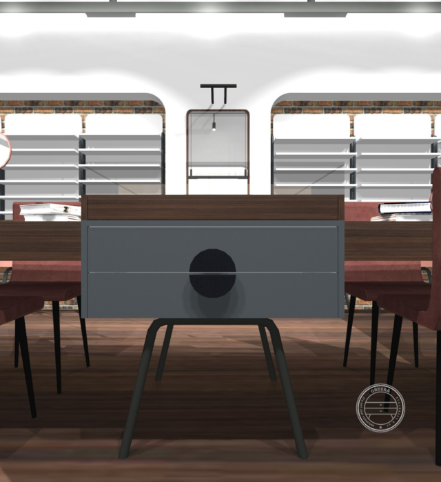 Boutique 2-8 Optical boutique consultation area with display tables and seating